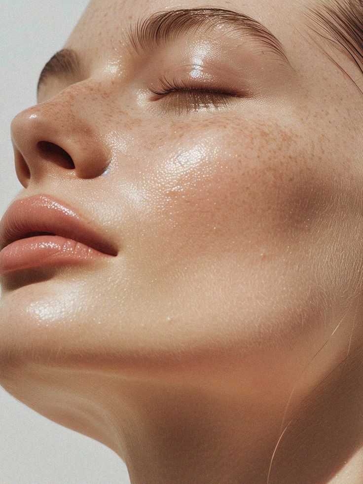 Close-up of glowing, freckled skin showing healthy texture after minimalist routine — IMEAN Beauty intentional skincare